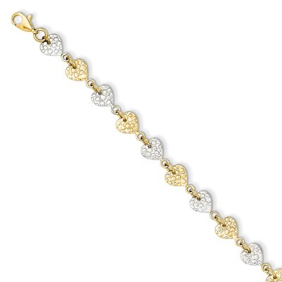 Hammered Hearts Bracelet 7 Inch 14k Two-Tone Gold SF1582-7, MPN: SF1582-7, 886774565002