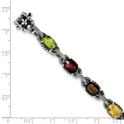 Amethyst Citrine Garnet Peridot Smokey Quartz Bracelet Sterling Silver QTC296, MPN: QTC296, 8839575…