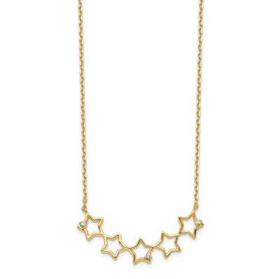 Stars Cz with 2 Inch Extension Necklace 14k Gold SF2791-18, MPN: SF2791-18, 191101920783