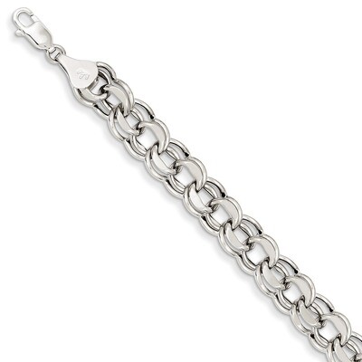 Lite 8mm Double Link Charm Bracelet 8.25 Inch 14k White Gold WSD5-8.25, MPN: WSD5-8.25, 886774121109