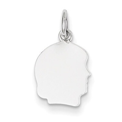 Plain Small Facing Right Engravable Girl Charm 14k White Gold XWM48/13, MPN: XWM48/13, 883957384108