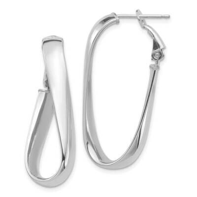 5mm Twisted Oval Omega Back Hoop Earrings 14k White Gold High Polished PRE990W, MPN: PRE990W, 19110…