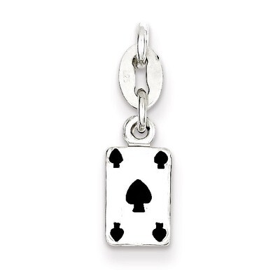 Sterling Silver Polished Enamel Card Charm QP2810