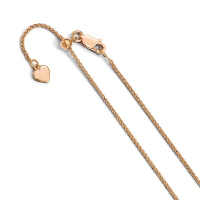 Leslie&#39;s 1.2 mm Rose Gold-plated Adjustable Wheat Chain 30 Inch Sterling Silver HB-FC90-30, MPN: FC…