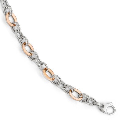 Leslie&#39;s Diamond-cut Fancy Link Bracelet 8 Inch 14k Rose and White Gold Polished HB-LF678-8, MPN: L…