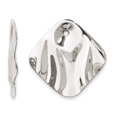Hammered Square Earring Jackets 14k White Gold Polished H725J, MPN: H725J, 658226127034