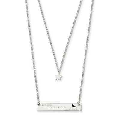 Enameled Moon &amp; Back 2-Strand Bar Necklace 16 Inch Sterling Silver QG4318-16, MPN: QG4318-16, 19110…