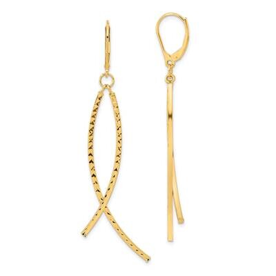 Diamond Cut Fancy Dangle Leverback Earrings 14k Gold Polished TF2167, MPN: TF2167, 883957993652