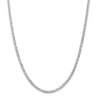 22 Inch 3.2mm Beveled Curb Chain Sterling Silver QFB080-22, MPN: QFB080-22, 886774124612