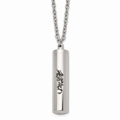 Laser Design Cylinder Necklace Stainless Steel Polished SRN1471-22 by Chisel, MPN: SRN1471-22, 8867…