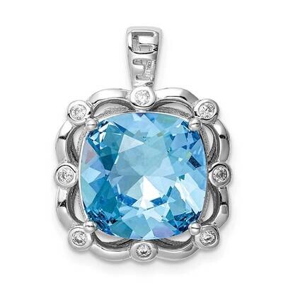 Clear &amp; Blue Cushion Crystal Pendant Sterling Silver Rhodium-plated QP5215, MPN: QP5215, 8839579533…