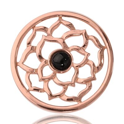 Nikki Lissoni Black Onyx Flower Rose Gold Plated 33mm Coin C1011RGM, MPN: C1011RGM, 8718627460344