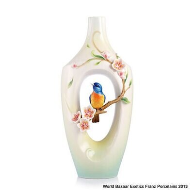 Franz Porcelain The Golden Years Plum Blossom &amp; Vivid Niltava Vase FZ02966, MPN: FZ02966,