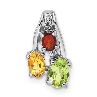 1.08T.W. Pe Ci Ga Wt Pendant Sterling Silver Rhodium-Plated QP5715RB, MPN: QP5715RB,
