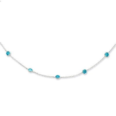 18 Inch Blue Diamond Necklace Sterling Silver QG2651-18, MPN: QG2651-18, 191101294334