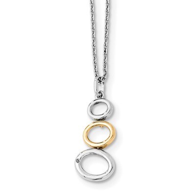 Gold-Plated and 1/2 Pt Diamond Necklace Sterling Silver QW381-18, MPN: QW381-18, 886774968926