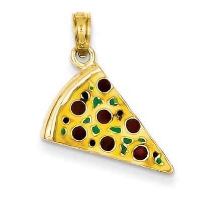 Enameled Pizza Slice Pendant 14k Gold YC880, MPN: YC880, 637218125296