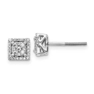Square Screw Back Post Earrings 14k White Gold Diamond EM5470-025-WA, MPN: EM5470-025-WA, 883957273…