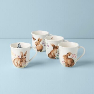 Lenox Butterfly Meadow Bunny Mugs Set of 4 Assorted 894154, MPN: 894154, 194372022385