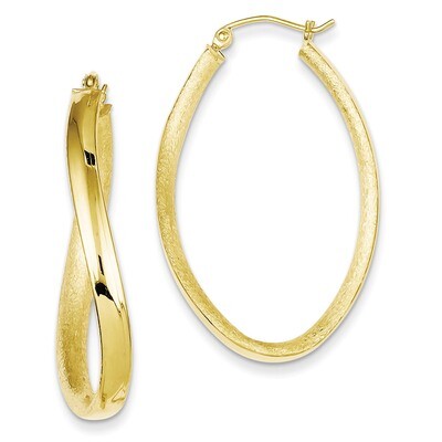 Polished Textured Wavy Oval Hoop Earrings Sterling Silver Gold Plated QE8459, MPN: QE8459, 88677424…
