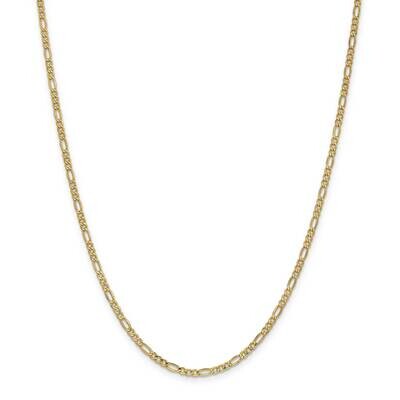 2.5mm Semi-Solid Figaro Chain 30 Inch 14k Gold BC120-30, MPN: BC120-30, 883957169590