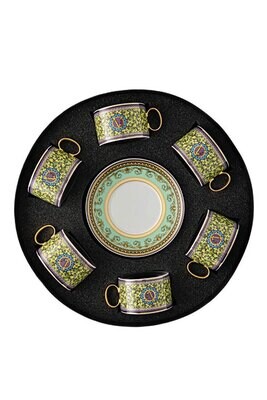 Versace Barocco Mosaic Tea Cup &amp; Saucer Set Six Round Hat Box, MPN: 19335-403728-29253, 790955172777