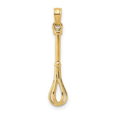 Polished Whisk Charm 14k Gold 3-D K7354, MPN: K7354, 637218139804