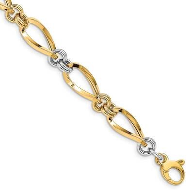 .5 in ext. Fancy Link Bracelet 14k Two-tone Gold Polished SF2699-7.5, MPN: SF2699-7.5, 191101982309