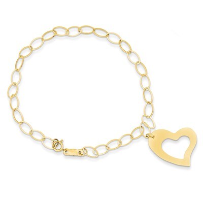 Dangle Heart Bracelet 7.25 Inch 14k Gold SF1856-7.25, MPN: SF1856-7.25, 886774300191