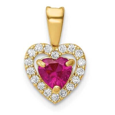 Red and Clear Heart Pendant 14k Gold CZ Diamond YC1358, MPN: YC1358, 883957626963