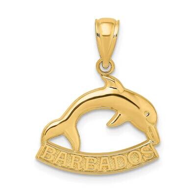 Polished Barbados Under Dolphin Charm 14k Gold 2-D K8220, MPN: K8220, 637218089253