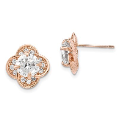 CZ Post Earrings 10k Rose Gold Polished 10YC389R, MPN: 10YC389R, 191101021961