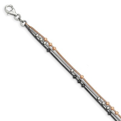 Rose-tone/Rhodium-plated Bracelet with 1 Extender 7.5 Inch Sterling Silver QG3774-7.5, MPN: QG3774-…