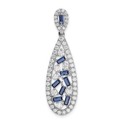 Si1/Si2, G H I, Lab Crtd Sapph Teardrop Pendant 14k White Gold Lab Grown Diamond PM7934-CSA-092-WLG…