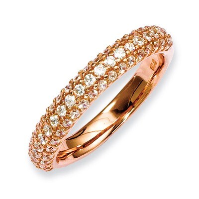 Rose Gold-plated 61 Stone Diamond Ring Sterling Silver Pave QR3406P-7, MPN: QR3406P-7, 886774299822