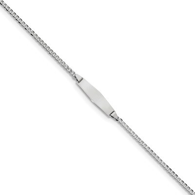 6 Inch Flat Curb Link Soft Diamond Shape ID Bracelet 14k white Gold BID103CW-6, MPN: BID103CW-6, 88…