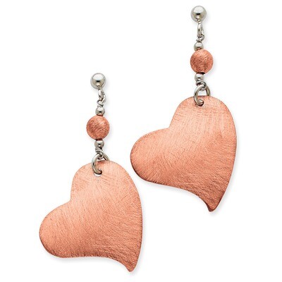 Pink Rhodium Heart Earrings Sterling Silver QPRE106