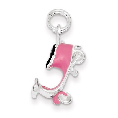 Pink Enamel Motor Scooter Charm Sterling Silver QC4799, MPN: QC4799, 723252353877