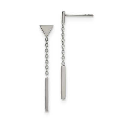 Dangle Bar Triangle Post Earrings Stainless Steel Polished SRE1215S by Chisel, MPN: SRE1215S, 19110…