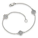 CZ Four Leaf Clover Bracelet Sterling Silver Polished QG3910-7, MPN: QG3910-7, 191101022715