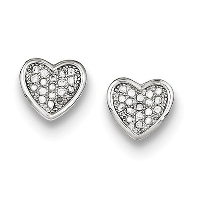 Pave Heart Post Earrings Sterling Silver Diamond QE9130, MPN: QE9130, 883957545349