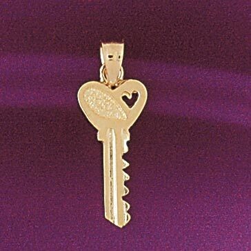 Dazzlers Jewelry Key Pendant Necklace Charm Bracelet in Yellow, White or Rose Gold 7093, MPN: DZ-70…