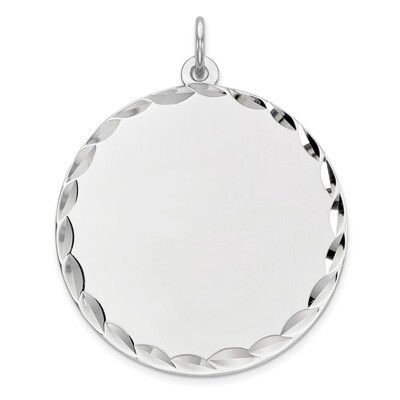 Engravable Rnd Polish Front Satin Back Disc Charm Sterling Silver Rhodium-plated QM498/50, MPN: QM4…
