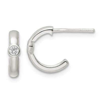 CZ Diamond Hoop Earrings Sterling Silver Polished QE16264, MPN: QE16264, 196904167809