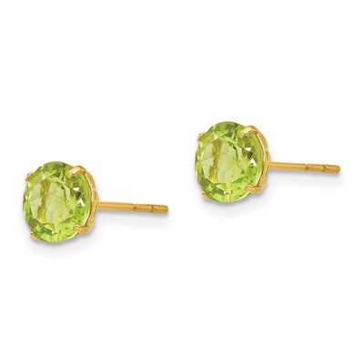 Round Peridot 6mm Post Earrings - 14k Gold SE2289 by Madi K, MPN: SE2289, 886774997926