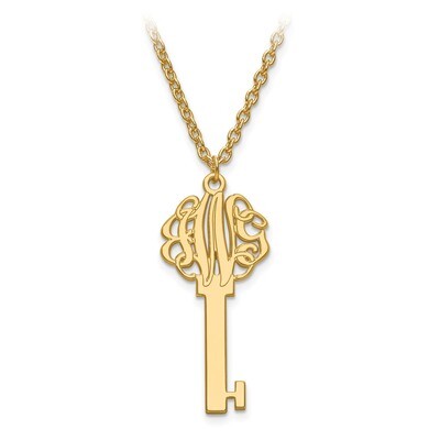 Laser Polished Key Monogram Pendant with Chain Sterling Silver Gold-plated XNA557GP, MPN: XNA557GP,…