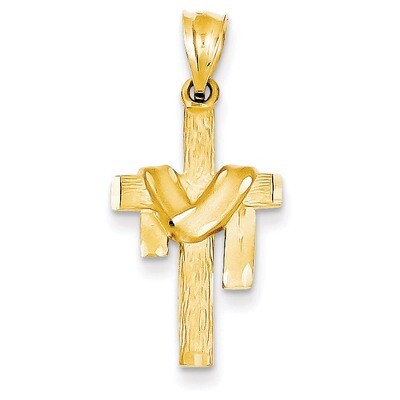 Satin Draped Cross Pendant 14k Gold C227, MPN: C227, 883957587127