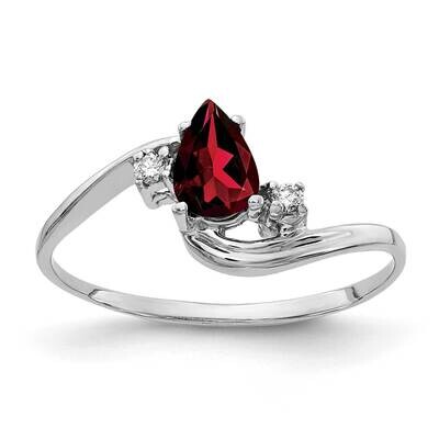 6x4mm Pear Garnet AA Diamond Ring 14k White Gold Y2039GA/AA, MPN: Y2039GA/AA, 883957689630