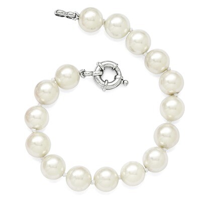 10-11Mm Shell Bead Bracelet Sterling Silver QMJB10W-7.5, MPN: QMJB10W-7.5, 886774293219