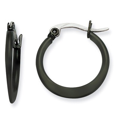 Black IP plated 19mm Hoop Earrings - Stainless Steel SRE414 by Chisel, MPN: SRE414, 886774039398